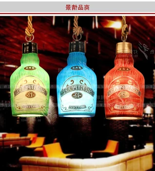 

Fashion Vintage Wine Bottle Suspension Luminaire Pendant Lights Lamparas Personalized Bar Decoration Lamp hanglamp