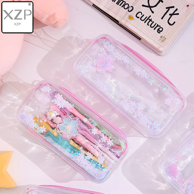 

XZP 2019 Girl Pencil Case Transparent Oil Sandpaper Pen Bag Ins Style Cute Cosmetic Bag Wardrobe Organizer Travel Organizer Set