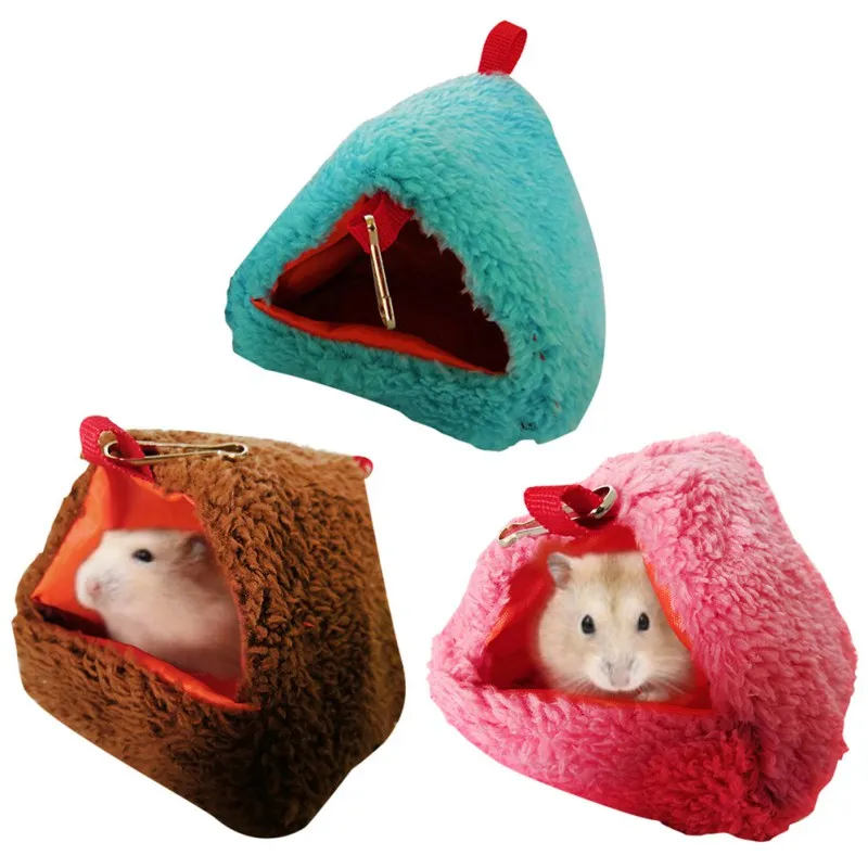 

Mini House Small Animal Hammock Triangular Shaped Warm Hanging Nest House For Hamster Parrot