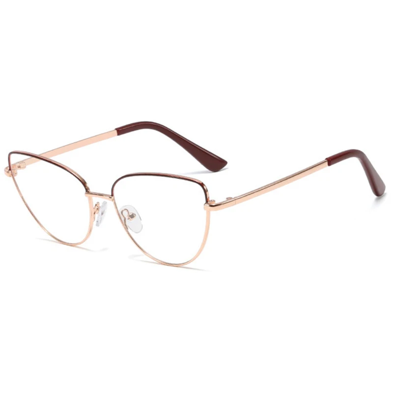 KEHU сексуальные треугольные очки в форме "кошачий глаз" женские брендовые сверхлегкие сплав не-очки с оправой UV400 прозрачные линзы очки для путешествия KE58 - Цвет оправы: C8 Red Gold Frame