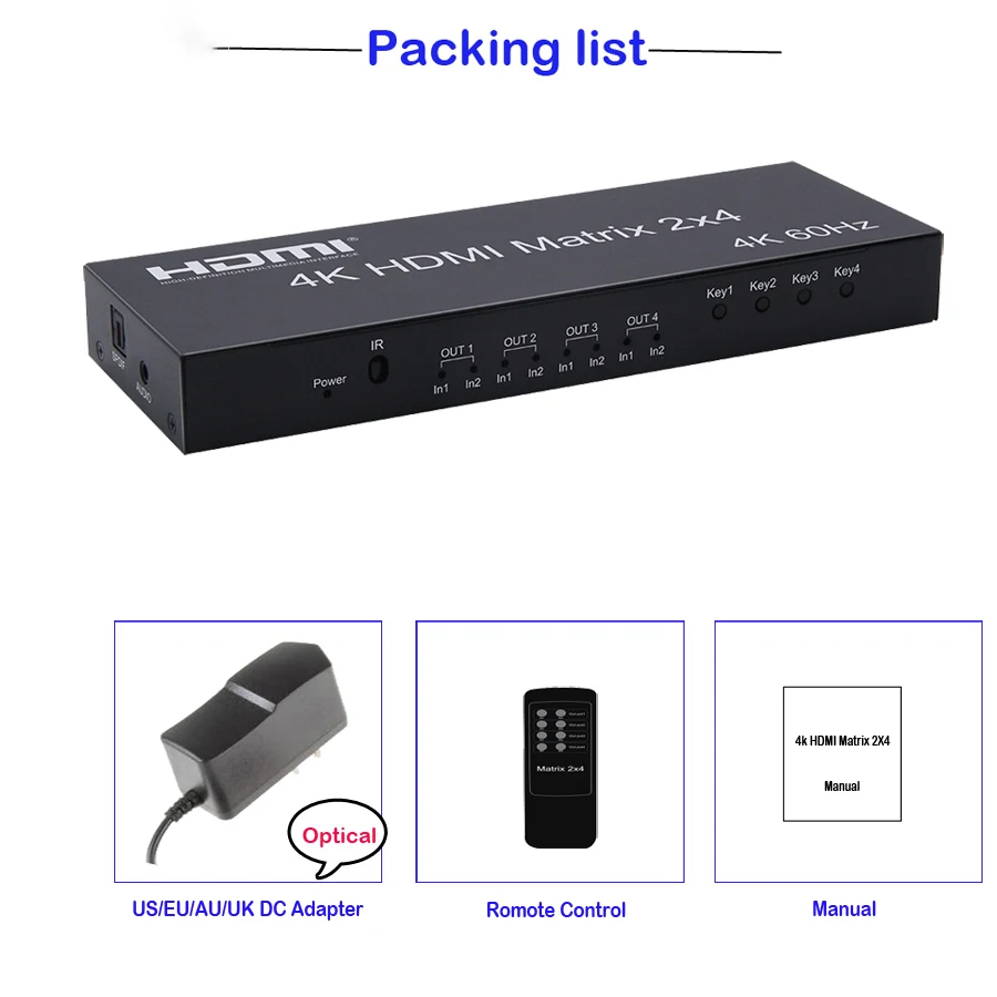 Extrator de Áudio para Dolby Interruptor Spdif * 2k 60hz Matriz Real 2x4 Conversor Splitter Hdmi Ac3 3d 4k - Image 6