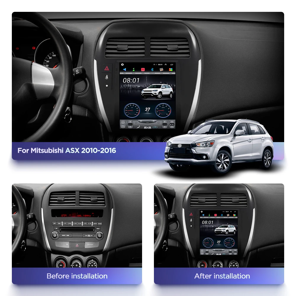 Автомагнитола мультимедийный навигатор видеоплеер для Mitsubishi ASX 2010 2016 Tesla style