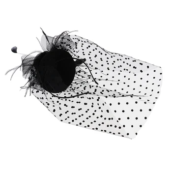 

Women Ladies Hair Clip Feather Polka Dots Face Veil Mini Top Hat Fancy Dress