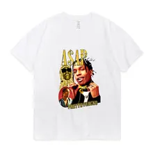 Camiseta de algodón de verano para hombre, camisa de rapero de Hip Hop Asap Rocky, Harajuku Vintage de calle, Camisetas estampadas con gráfico