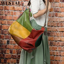 Женские сумки WESTAL, дизайнерские сумки из натуральной кожи, женские ручные сумки, лоскутные женские сумки через плечо, кожаные сумки 515