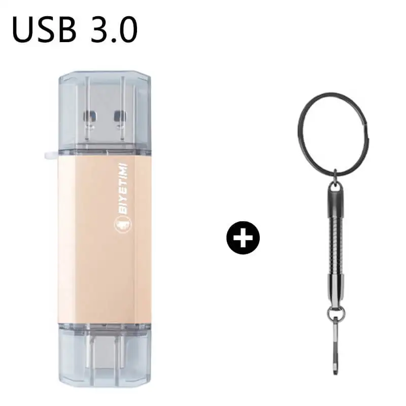 Флеш-накопитель Biyetimi usb type-c 3,0 для телефона и компьютера 16 ГБ 32 ГБ 64 ГБ 128 ГБ реальная емкость otg U stick флеш-накопитель - Цвет: Золотой