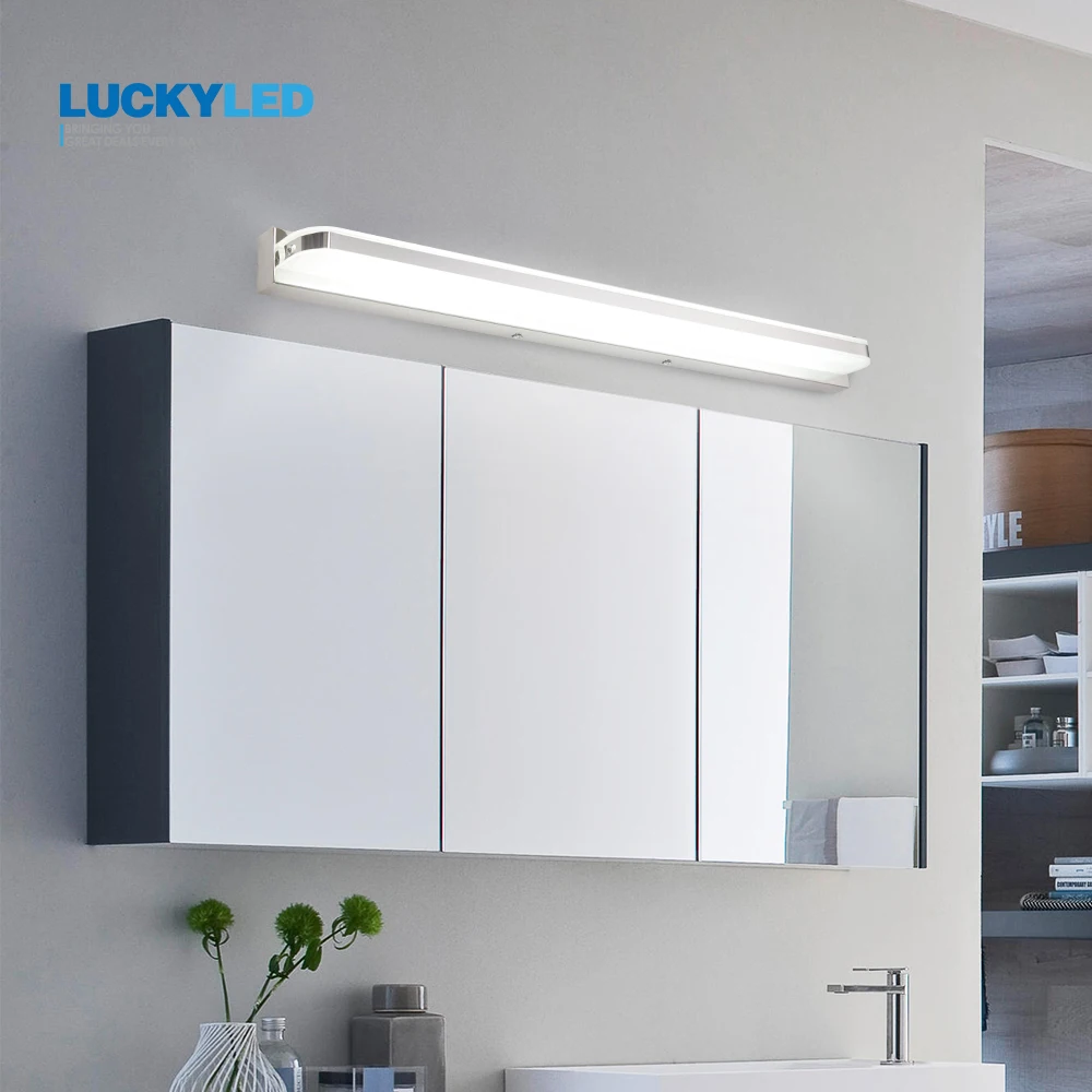 LUCKYLED, современный светодиодный светильник для ванной комнаты, зеркальный светильник, 9 Вт, 40 см, AC220V, 110 В, водонепроницаемый бра, настенные светильники, туалетный светильник, настенный светильник