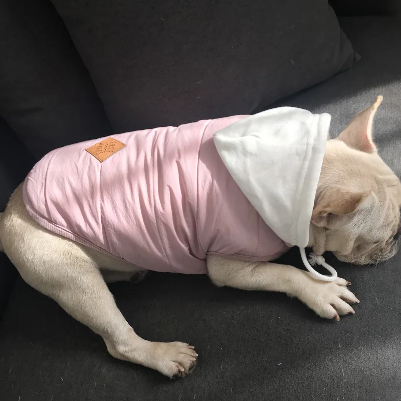 Pink Однотонная зимняя одежда для собак, теплый жилет для маленьких больших собак, модная Рождественская одежда для домашних животных - Цвет: Pink