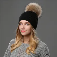 Ангольская вязаная шапка из кроличьего меха с настоящим меховым помпоном, шапка Skullie beanie, шерстяная зимняя женская шапка, женская шапка, женские шапки 002