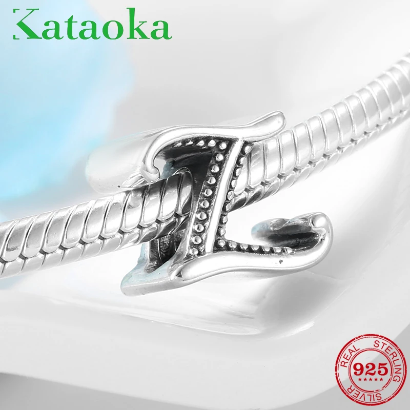 Real 925 Sterling Silver Alphabet Z Letter Charm Beads fit Original charms European Bracelet Necklaces Jewelry making | Украшения и