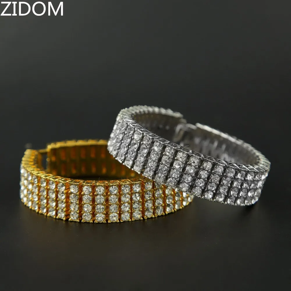 Позолоченные мужские браслеты в стиле хип-хоп с 4 рядами, длина 20,5 см, браслет-цепочка, женский модный браслет, Прямая поставка