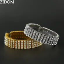 Позолоченные мужские браслеты в стиле хип-хоп с 4 рядами, длина 20,5 см, браслет-цепочка, женский модный браслет, Прямая поставка