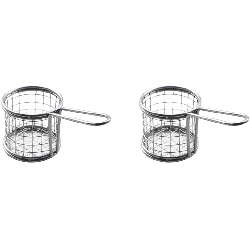 4Pcs Mini Round Fries Basket Oil Strainer French Fries Chef Kitchen Basket Frying Net Colander Kitchen Accessories