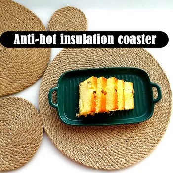

NewFlax Weave Insulation Table Pads Round Shape Kitchen Decor Placemat Heat Resistant Mat Anti Slip Drink Coasters Natural