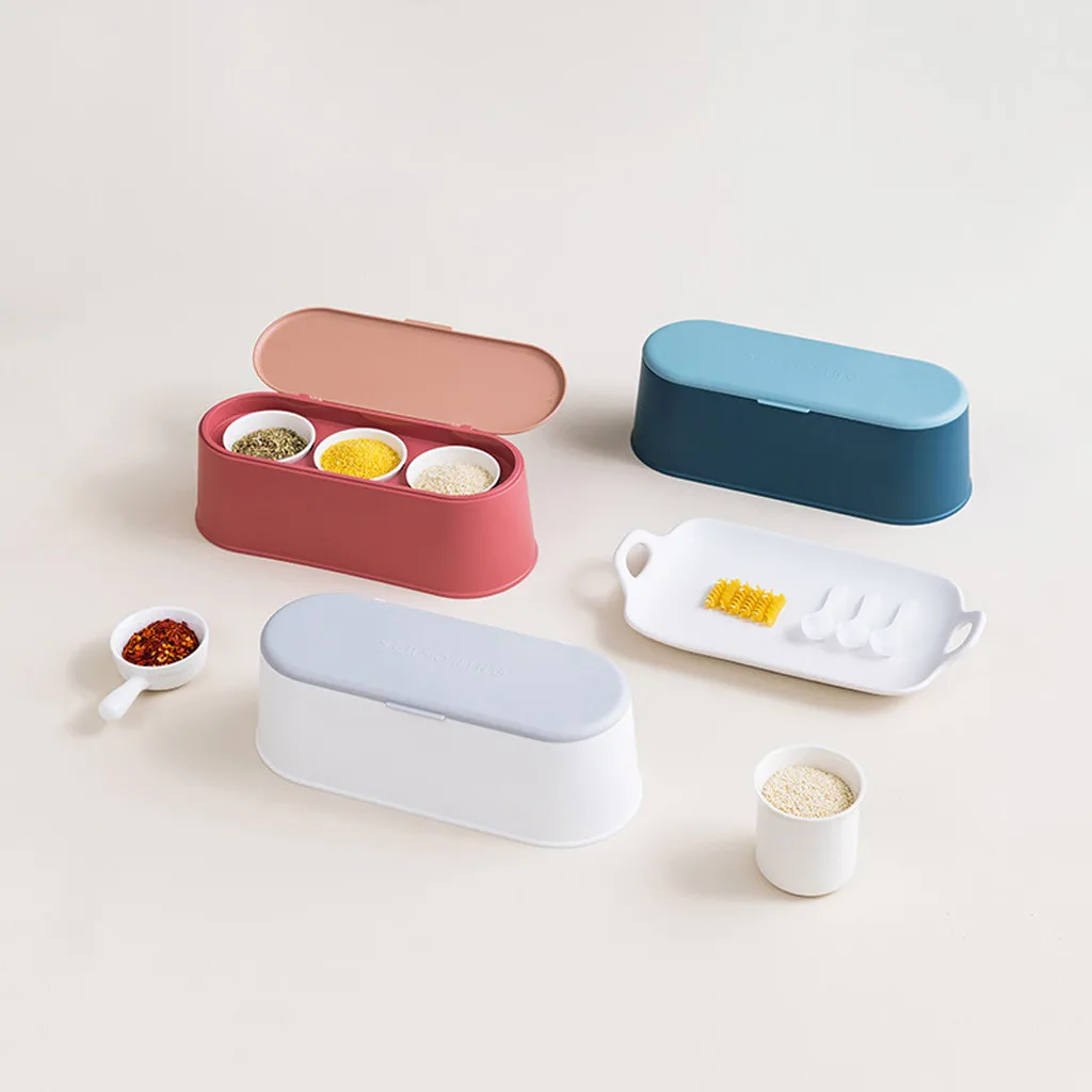 keuken kitchen accessories Three Case Can Be Split Seasoning Box Pure Color Simple Tank Bottles gadgets |