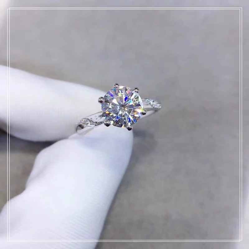 925 пробы Серебряное кольцо 6,5 мм 8 мм 9 мм Moissanite Brilliant Cut test кольцо с положительным бриллиантом для юбилея свадьбы на заказ