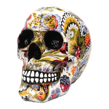 

Figurine Gift Skull Ornament Halloween Color Flower Painting Horror Desktop Skeleton Home Festival Party Craft Bar Decoration