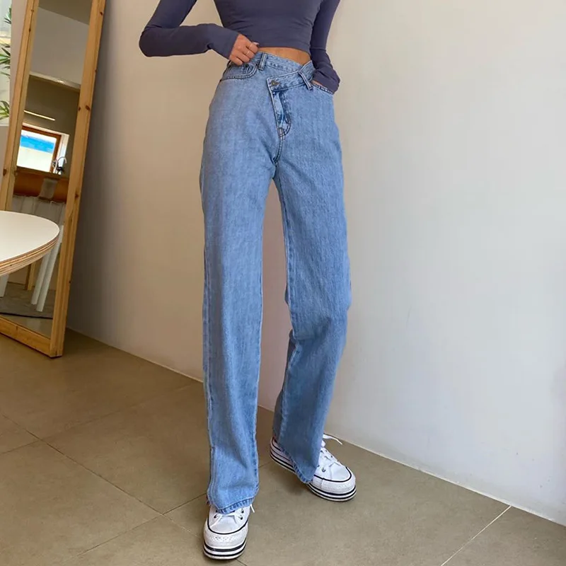 

Autumn 2020 new features waist high waist jeans show thin and high fashion pure color versatile pants women