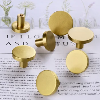 252833mm Round Brass Dresser Simple Drawer Kitchen Knobs Handles Drawer Pulls Modern Cabinet Door Knob Brass Gold Cupboard