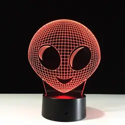 Прекрасный 3D инопланетянин светодиодный светильник ночник красочный Иллюзия атмосфера светильник s Декор 7 цветов подарок для домашней