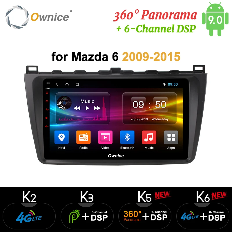 Ownice Octa Core 4 Гб ОЗУ 64 ПЗУ 360 Пано оптический Android 9 0 автомобильный dvd gps k3 k5 k6 для Mazda 6