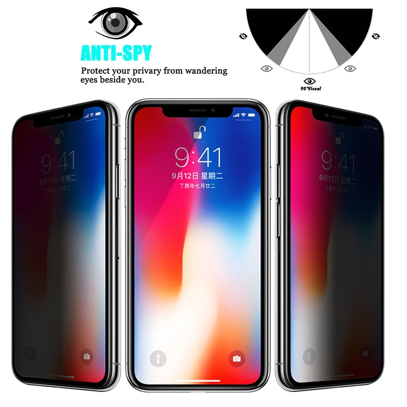 

nti-peeping Phone Screen Tempered Glass Protector/ Soft Fiber Edge Glossy Tempered Glass For Iphone11/11pro/11pro Max