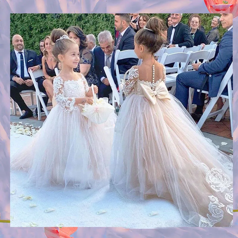 Flower Girl Baby Kids Bow Princess Dress Party Wedding Bridesmaid Formal Dresses