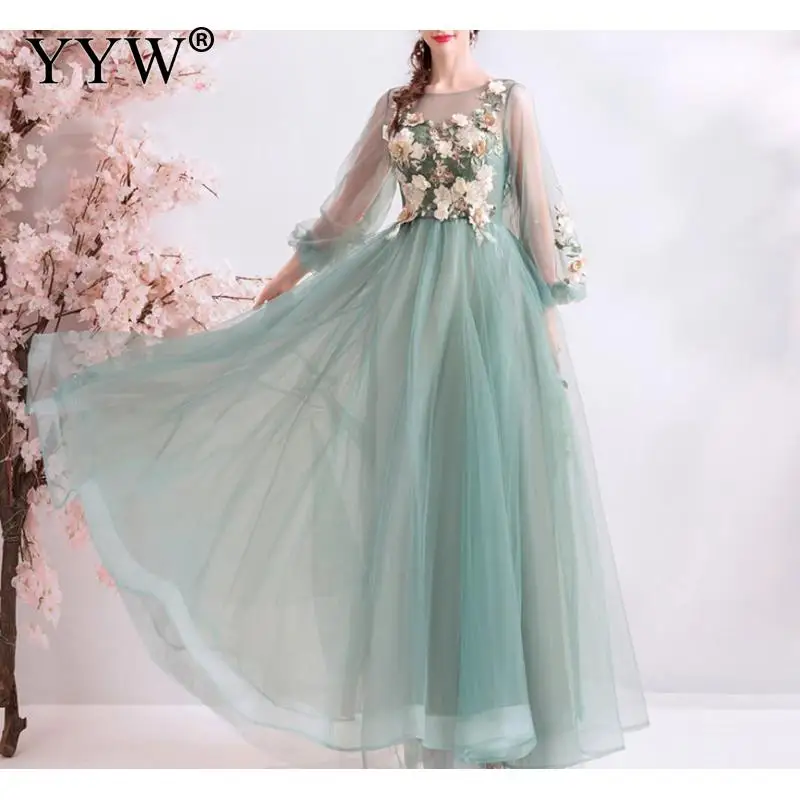 Женское вечернее платье с кружевной вышивкой зеленые шифоновые вечерние платья