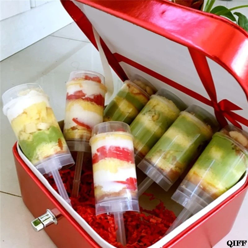 Круглая Форма Прозрачный Push-Up Cake Pop Shooter(Push Pops) пластиковые контейнеры с крышками, база и палочки, упаковка из 50