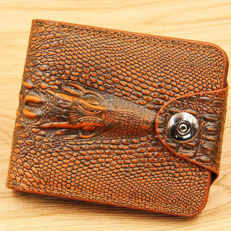 3D Western Wallet Mens Bifold Gator Print Leather Pockets Cognac DW232