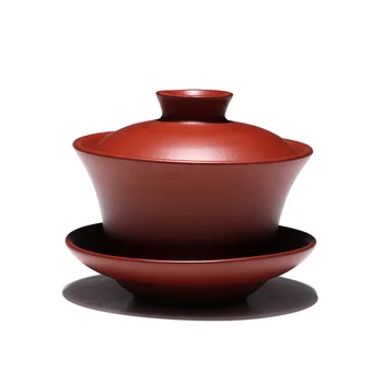 

Gaiwan 210ml Natural Purple Clay Tea Bowl Lid Saucer Set Yixing Tea Tureen Teapot Master Cup Teaware Drinkware Container Decor