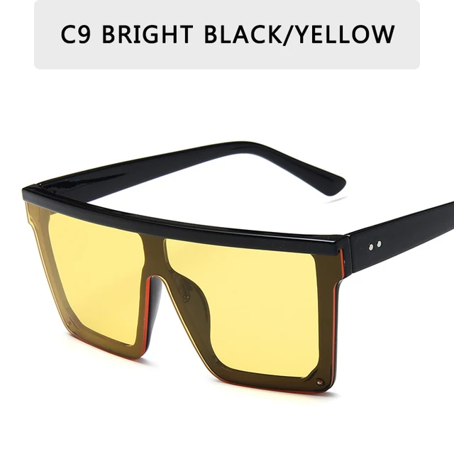 2022 Oversized Sunglasses Women Big Frame Square Flat Top Rivet Gradient Lens Sun Glasses Female Men Vintage Mirror Shades UV400 C9