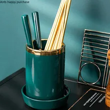 Зеленая нордическая емкость для палочек для еды Керамика бытовая плесени доказательство кухня хранение кухонной утвари нож крест для ложки и палочек дренажная клетка