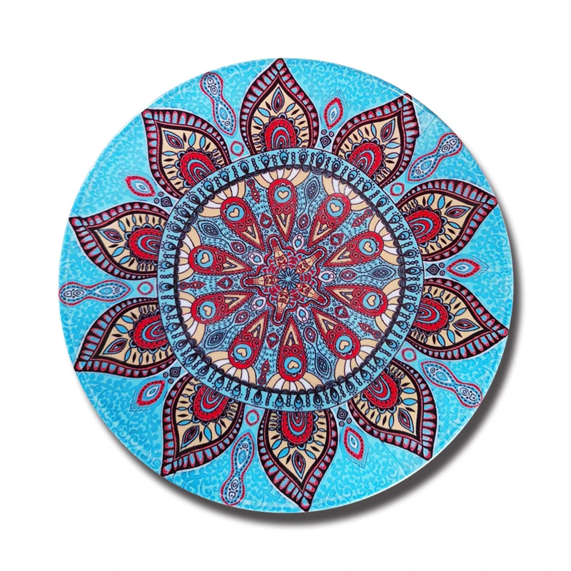 European Pattern Hand Drawn Ceramic Decorative Plate, Living Room Decoration, Sitting Plate, Background Wall Hanging Plate 6