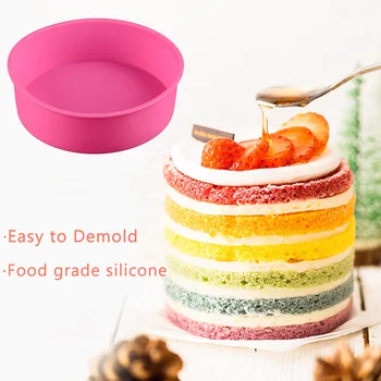 

6 inch Round Non-stick Easy Release Silicone Mold Cake Bread Bakeware Kitchen Tools Cake Mold Cake Baking Pan Random Color