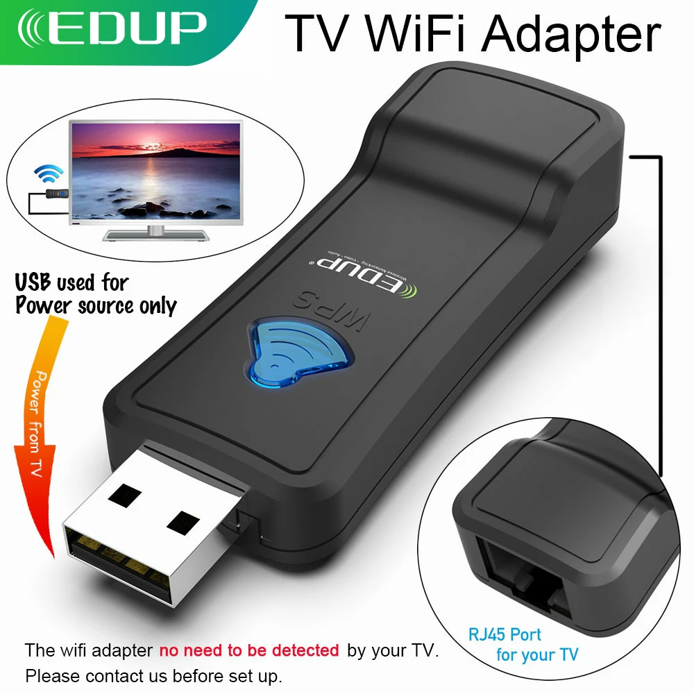 

EDUP USB Wireless WIFI Repeater 300Mbps 2.4GHz WiFi Signal Amplifier WI-FI Range Extender with Lan Port Adapter for TV/player