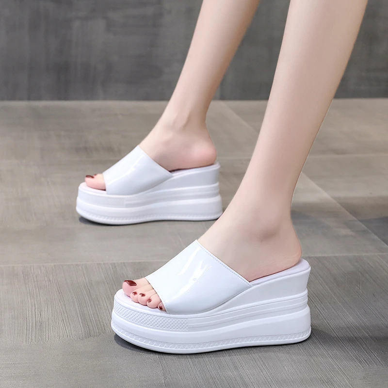 Women Slippers Female Shoes Rubber Beach Slippers For Women Ladies High Platform Flip Flops Red Slides New Summer Shoes Woman - 3