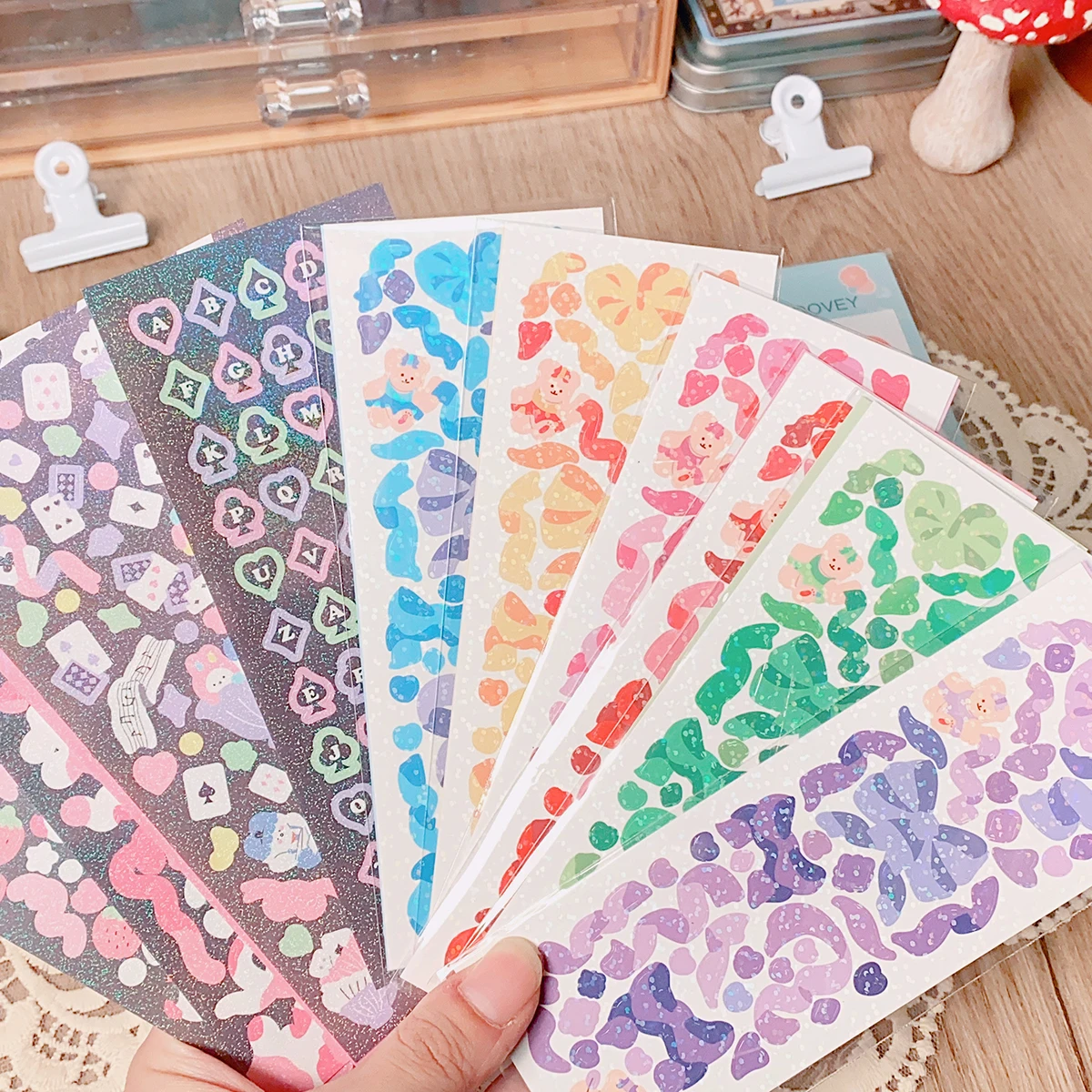 SKYSONIC 2/4/5/6/8pcs/10pcs Full Set Series Decorative Stickers Idol Card Album Scrapbooking Sticker Korean Stationery Suppliers