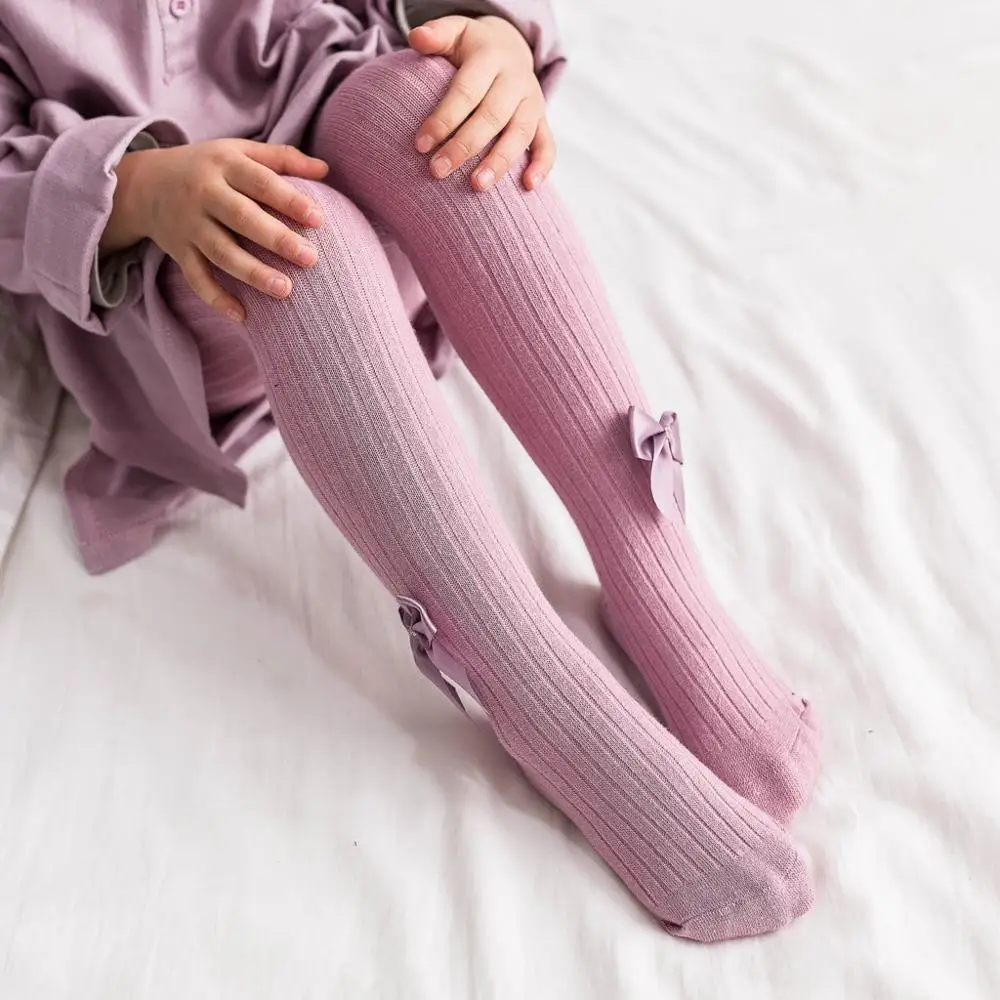 Purple Pants Одежда для маленьких девочек; Лидер продаж; колготки для маленьких девочек; чулки с бантом; однотонные теплые колготки с бантом; брюки - Цвет: Purple Pants