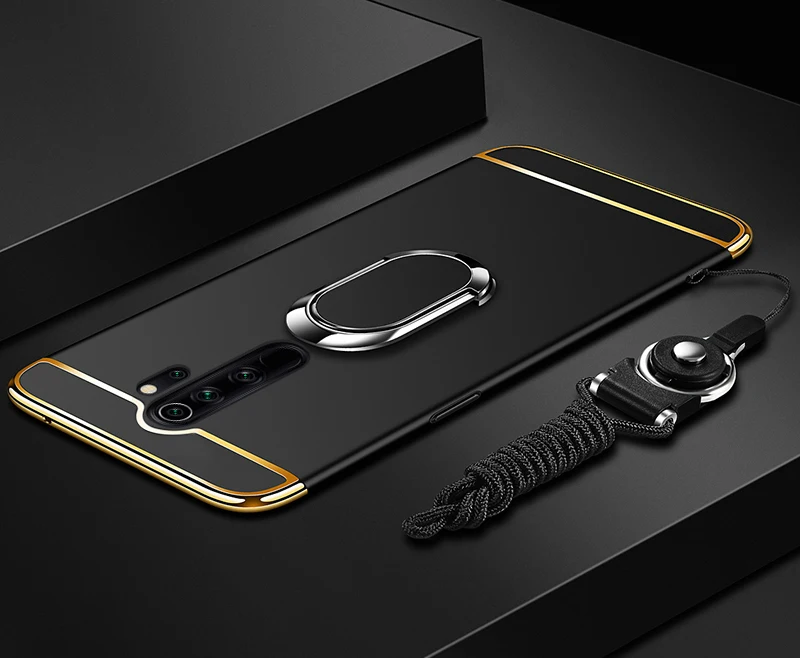 Для Xiaomi Redmi Note 8 кольцевой чехол противоударный полный ПК Бампер задняя крышка для Redmi Note 8 6 5 7 Pro Чехол магнитный автомобильный держатель - Цвет: black