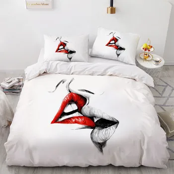 

3D White Bed Linen Custom Design Modern Duvet Cover Sets Pillow Slip 200*230cm Full Twin Double Queen King Size White Bedclothes