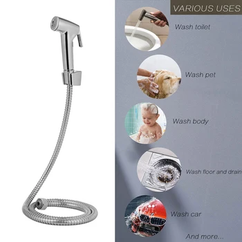 

Handheld Bidet Sprayer Shower Head Water Nozzle Faucet High Pressure Wall Bracket Hose Kit Floor Cleaning Bathroom Accessories