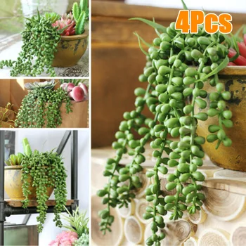

Natural 4pcs String Of Pearls Greenery Fake Artificial Plants Home Wall Decoration High Quality