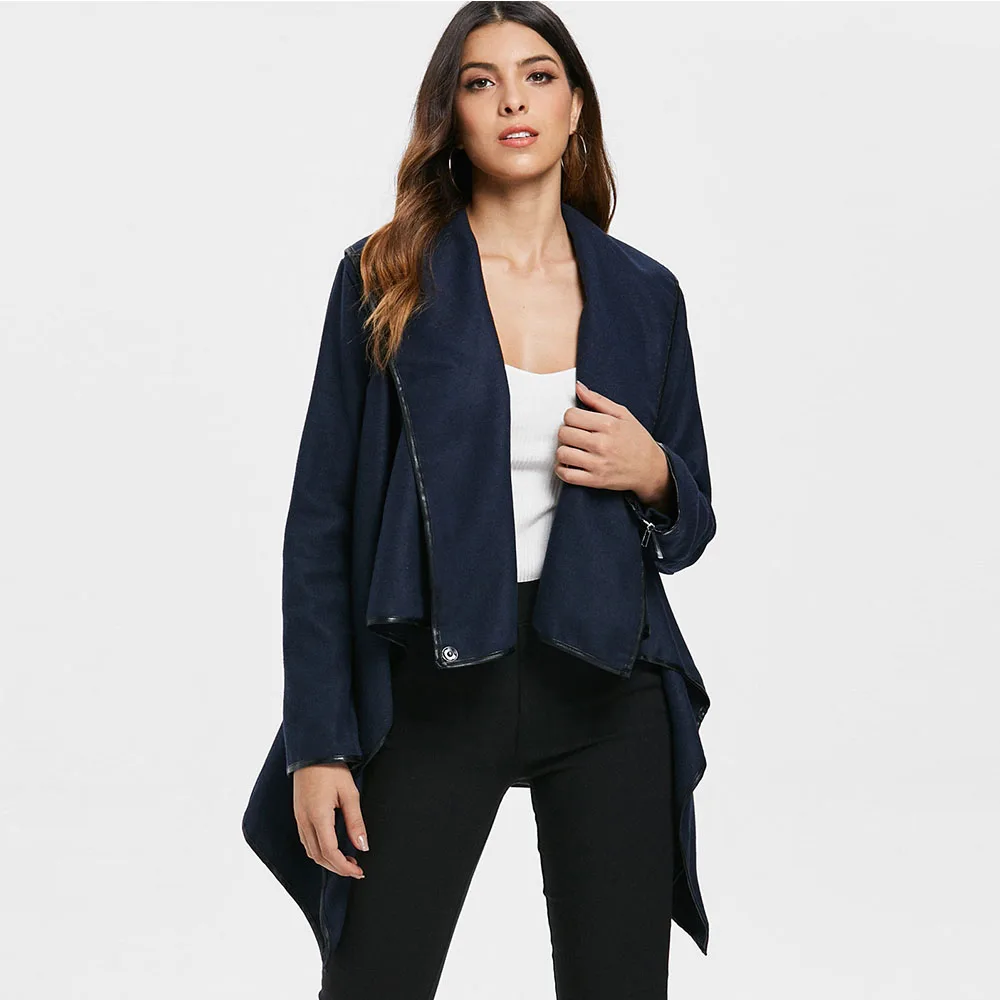 

ROSEGAL Women Short Woolen Coat 2019 Jacket Female Long Sleeves Jackets Elegant Trench Asymmetric Slim Blends Wool Coat Camel