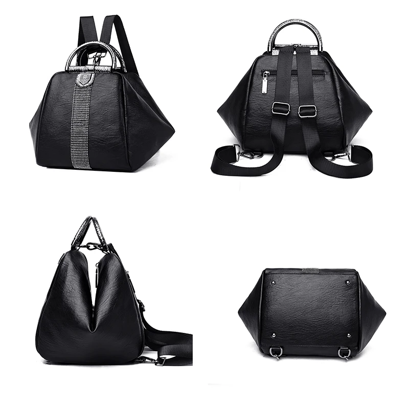 Женский рюкзак 3 в 1, черные рюкзаки, женские кожаные роскошные сумки для рук, сумка для путешествий, тканевый Школьный рюкзак, Mochila Feminina