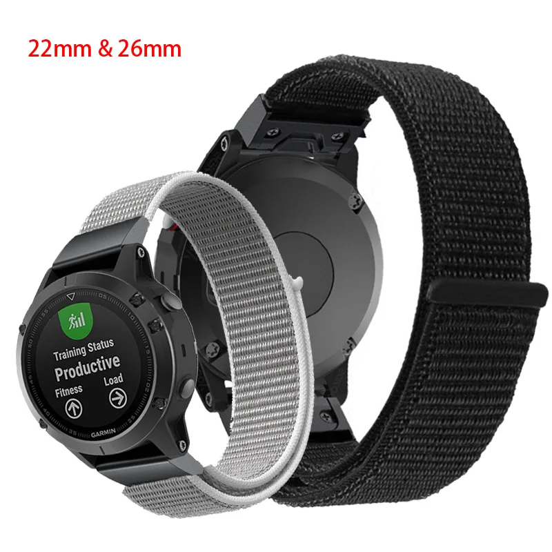 

20 22 26mm nylon Watch Band Easy Quick Fit Strap for Garmin Fenix 3 3HR Fenix 5X 6x Plus Descent MK1 Fenix 6 5 Plus motion Strap