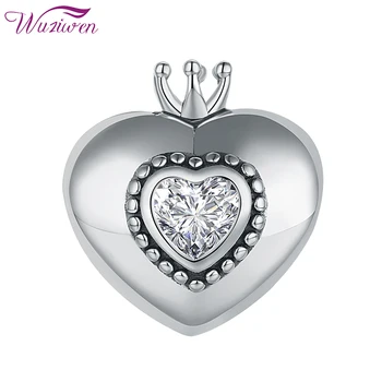 

Wuziwen Heart Shape European Charm Beads For Women Bracelet Necklace DIY Jewelry Making 925 Sterling Silver White AAA CZ 1B0068