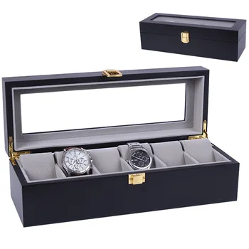 

6 slots fashion men home black color watch box top quality watch organizer watch storage box 200803-04