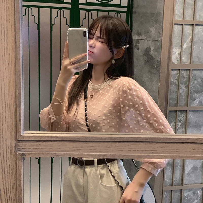  Mishow 2019 Women Lolita Chiffon Blouse Female Two Pieces Tops Casual Long Sleeve Blouse Shirt MX19