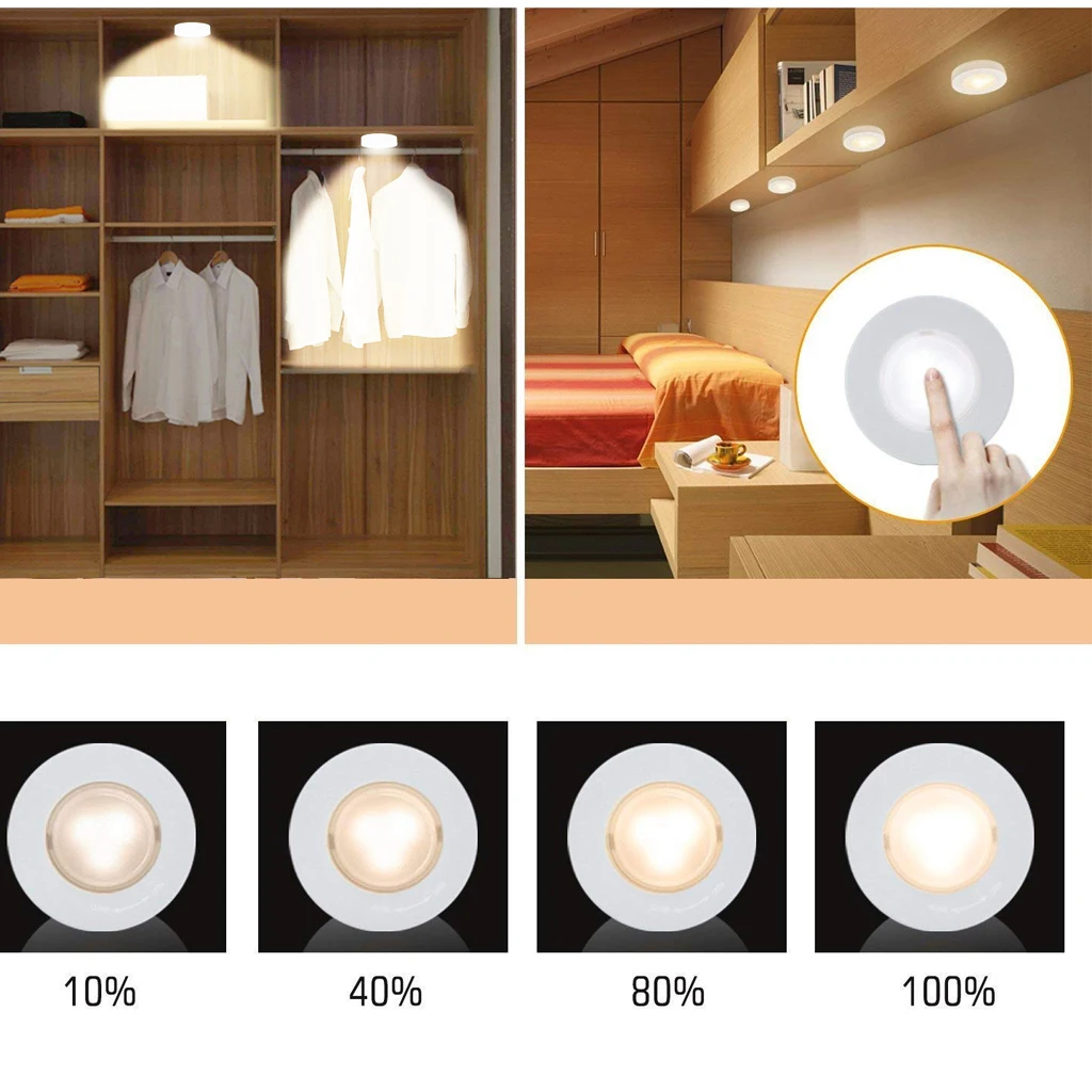 

Dimmable LED Under Cabinet Light With Remote Control Battery Operated LED Closets Night Lights For Wardrobe Bathroom Lighting